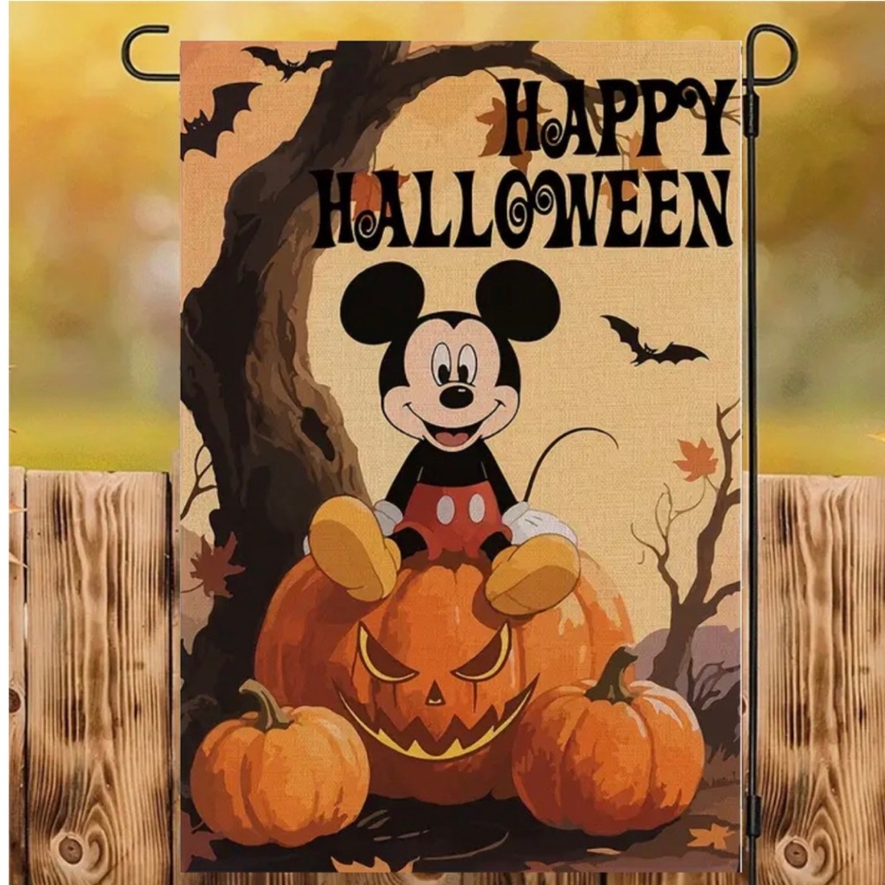 Garden Flag, 12”x18”, Halloween Mickey Mouse, Thick Burlap Polyester Doublesided